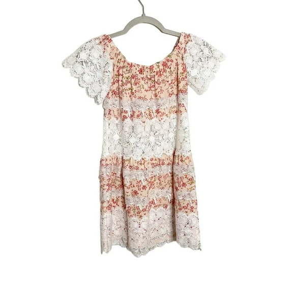 For Love & Lemons Cadence Dress Off the Shoulder Mini Floral Lace Size XS NEW - Picture 4 of 7